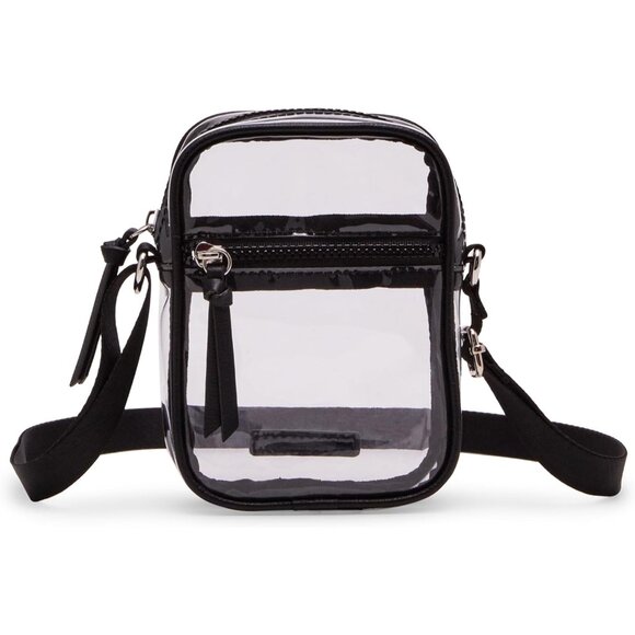 Clear Vinyl Crossbody Bag Womens Adjustable Zipper Stadium Approved Compact - Picture 1 of 4